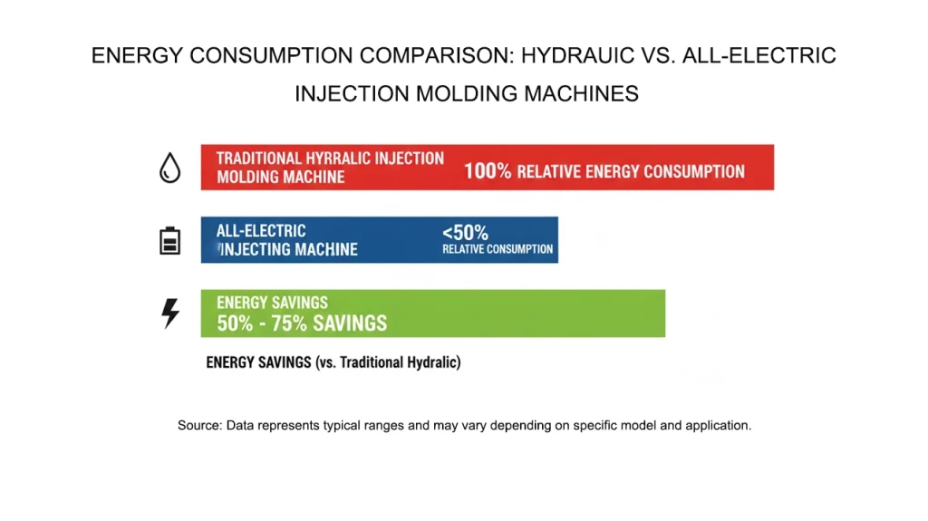 Energy Efficiency of Hydraulic vs. All-Electric Injection Molding Machines
