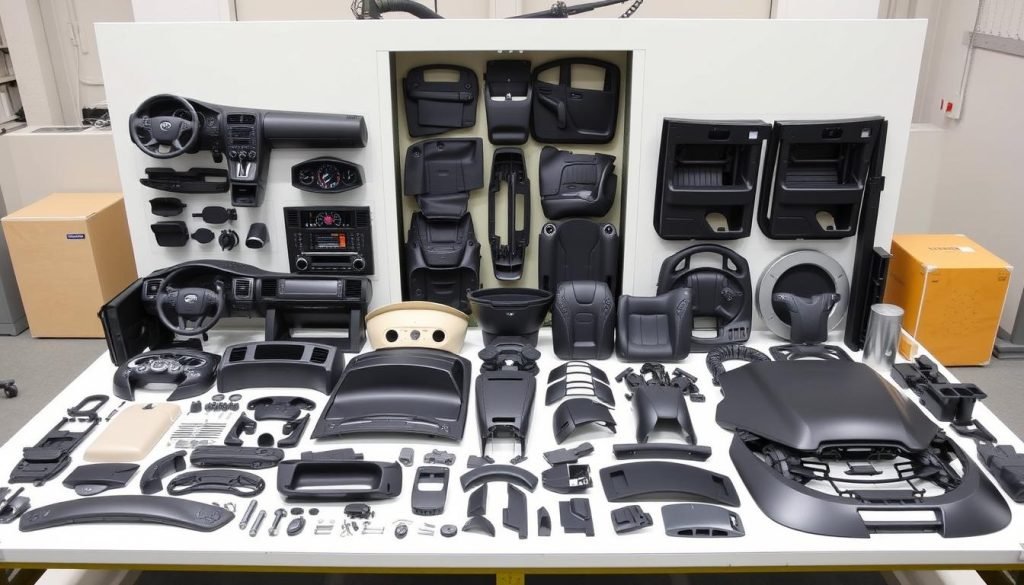 Automotive parts manufactured using a 350 ton injection molding machine Automotive parts manufactured using a 350 ton injection molding machine