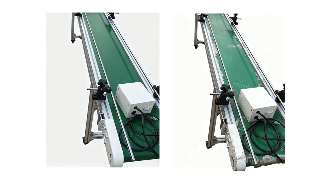 New vs. Worn Conveyor Belt Contrast