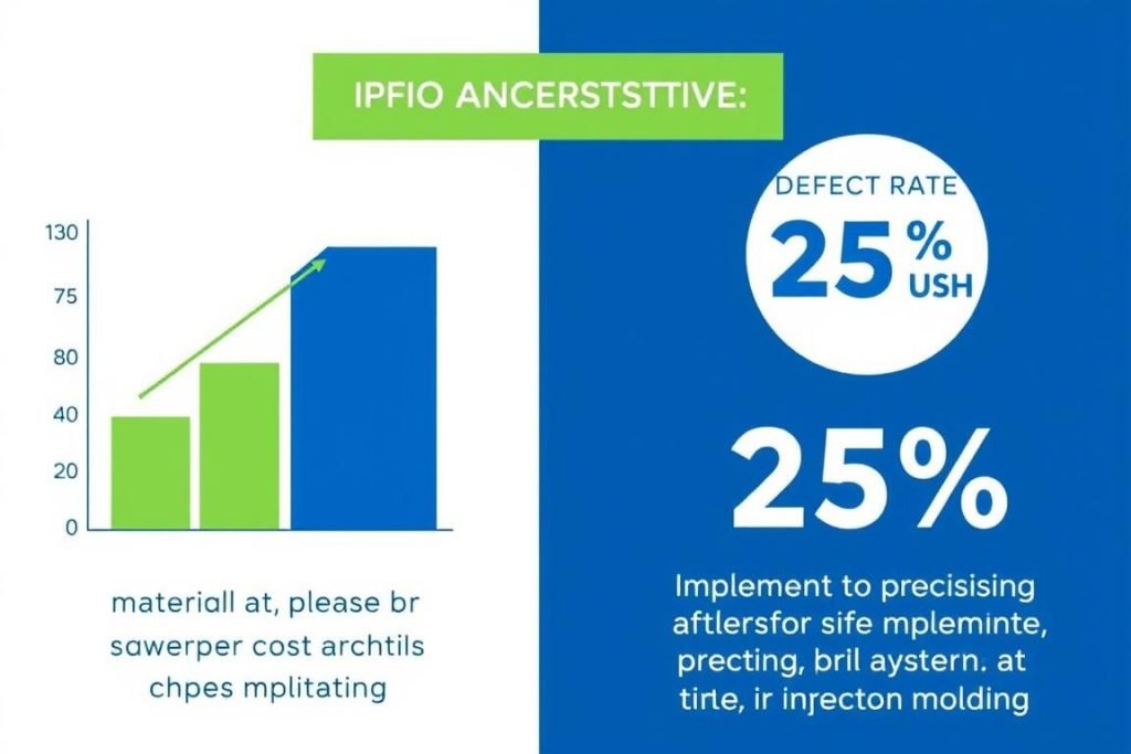 Graph showing material cost savings and reduced defect rates with proper blender/mixer implementation
