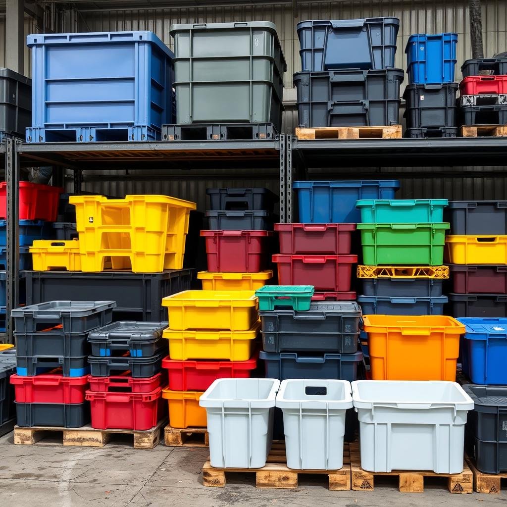 Industrial containers produced on a 450 Ton two-platen injection molding machine