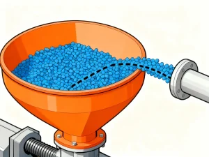 Injection molding machine processing plastic pellets