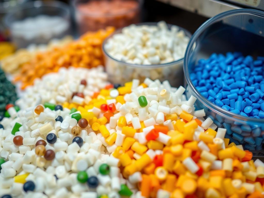 Various plastic materials processed by a 1200-ton injection molding machine Various plastic materials processed by a 1200-ton injection molding machine